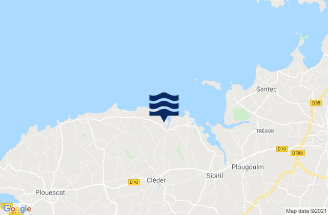 Mapa da tábua de marés em Cléder, France