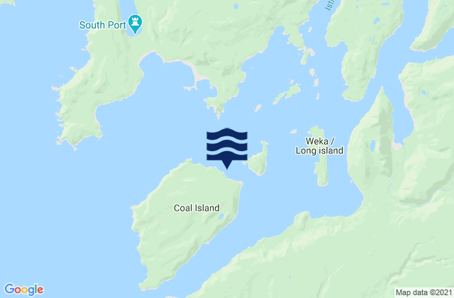 Mapa da tábua de marés em Coal Island (Fishing Bay), New Zealand