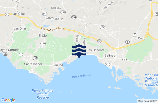 Mapa da tábua de marés em Coamo Barrio-Pueblo, Puerto Rico