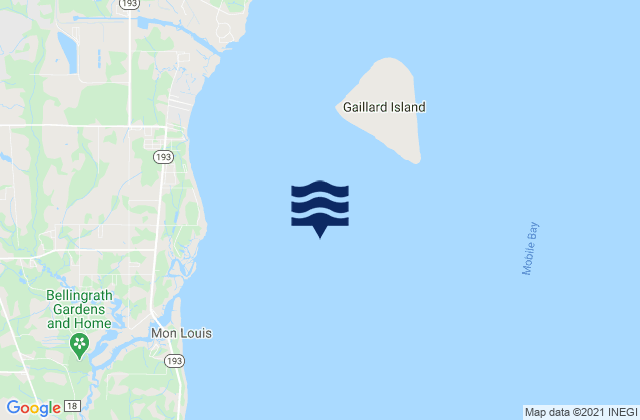 Mapa da tábua de marés em Coast Guard Station (Mobile Bay), United States