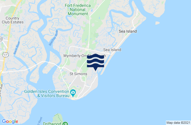Mapa da tábua de marés em Coastguard/St Simons, United States