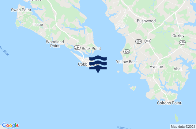Mapa da tábua de marés em Cobb Point Bar Light, United States