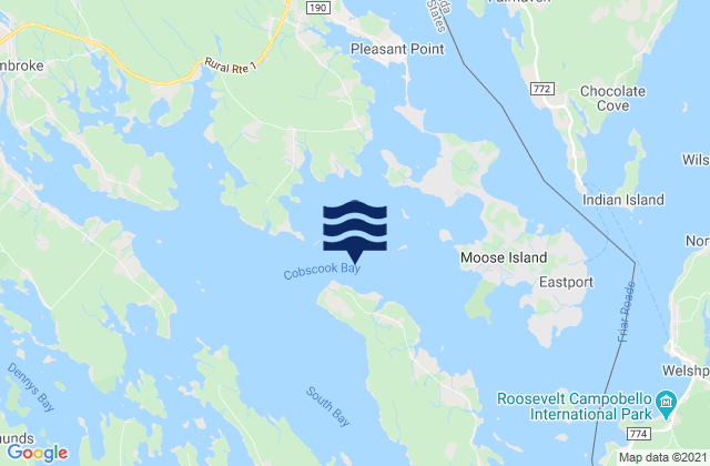 Mapa da tábua de marés em Cobscook Bay, United States