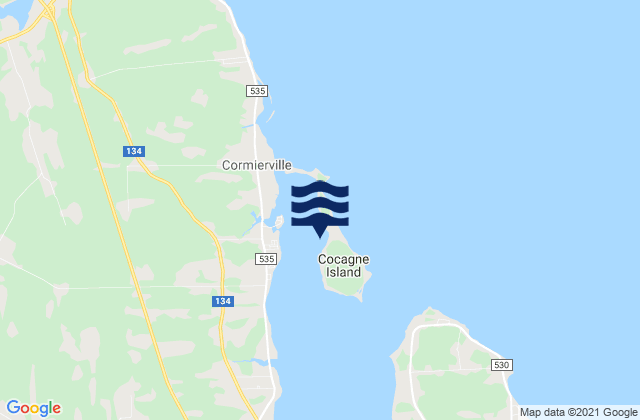 Mapa da tábua de marés em Cocagne Island, Canada