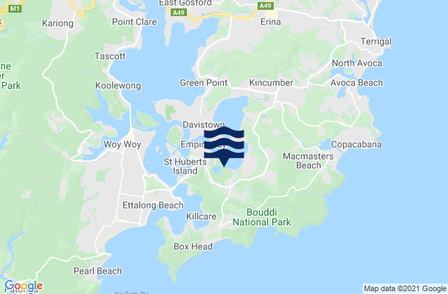 Mapa da tábua de marés em Cockle Bay, Australia