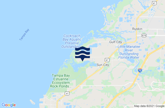 Mapa da tábua de marés em Cockroach Bay, United States
