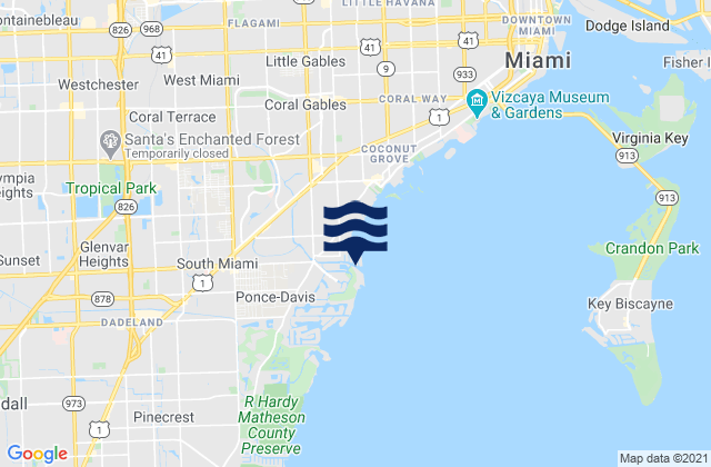 Mapa da tábua de marés em Cocoplum Yacht Club Marina, United States