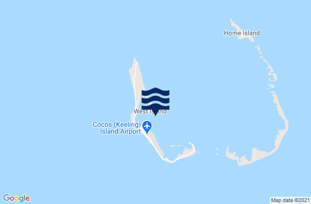 Mapa da tábua de marés em Cocos Islands