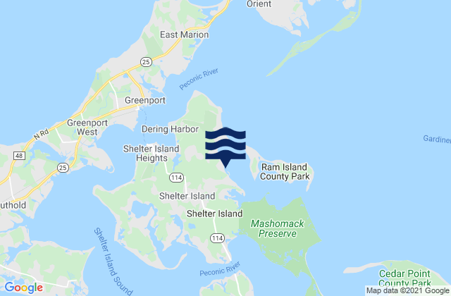 Mapa da tábua de marés em Coecles Harbor Marina and Boatyard, United States