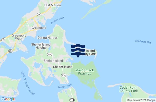 Mapa da tábua de marés em Coecles Harbor, United States