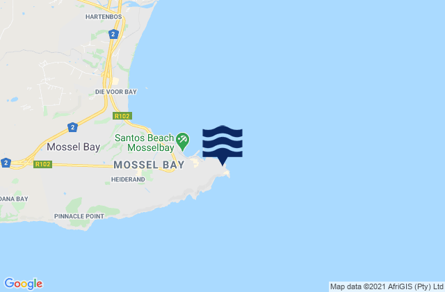 Mapa da tábua de marés em Coffee Bay Point, South Africa