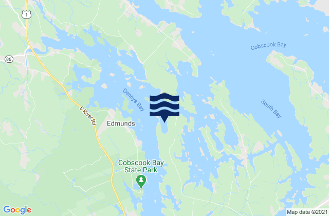 Mapa da tábua de marés em Coffin Point, Canada