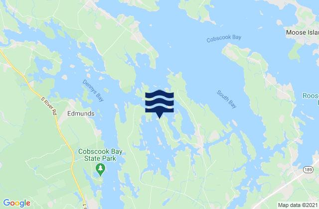 Mapa da tábua de marés em Coffins Point, Canada