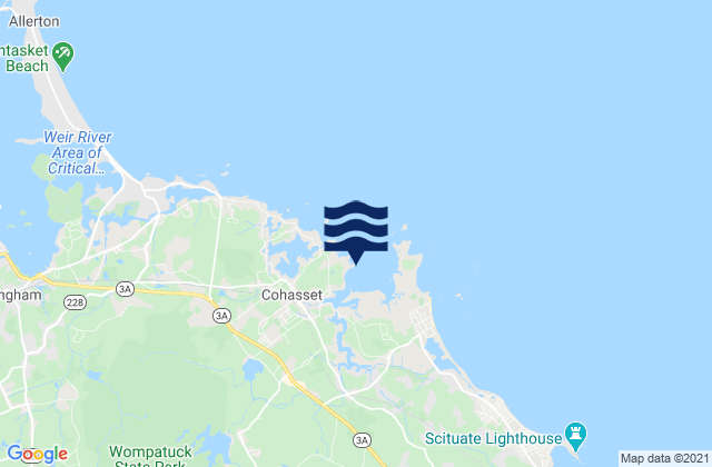 Mapa da tábua de marés em Cohasset Harbor (White Head), United States