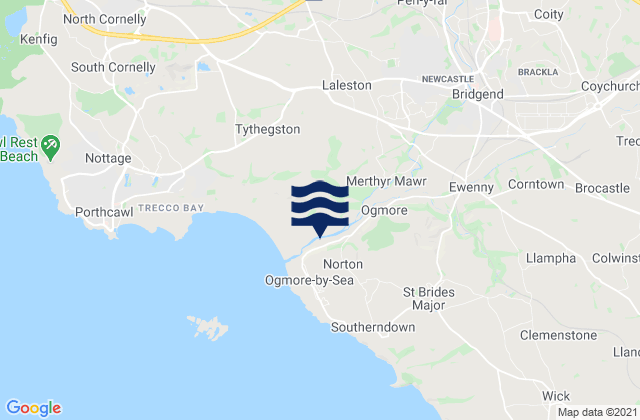 Mapa da tábua de marés em Coity, United Kingdom