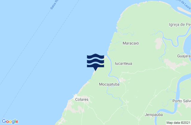 Mapa da tábua de marés em Colares, Brazil