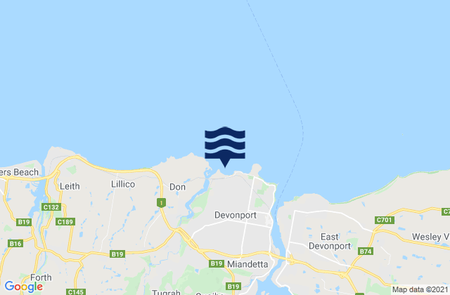 Mapa da tábua de marés em Coles Beach, Australia
