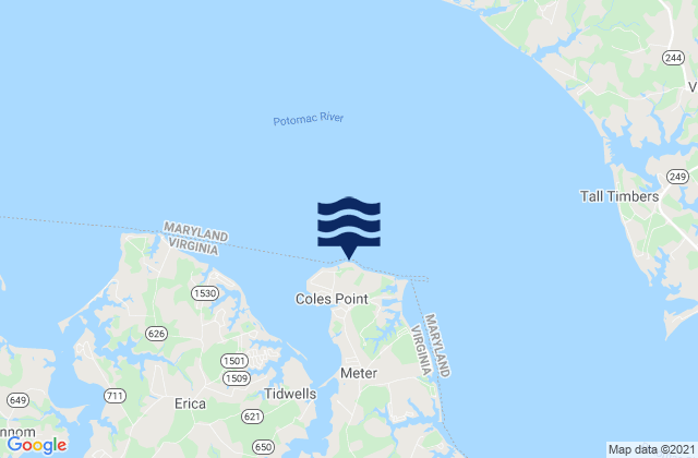 Mapa da tábua de marés em Coles Point, United States