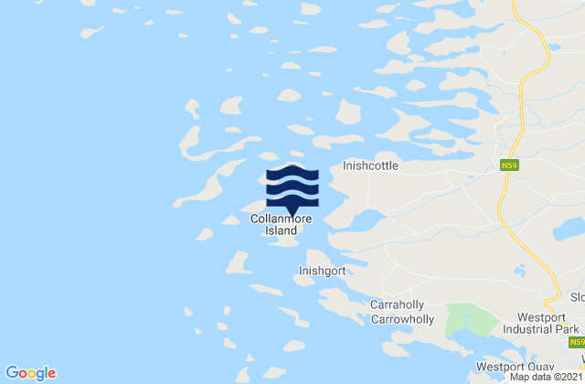 Mapa da tábua de marés em Collan More, Ireland