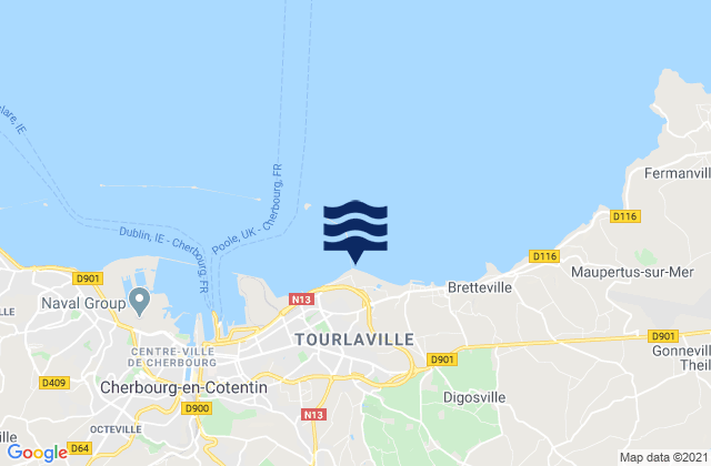 Mapa da tábua de marés em Collignon, France