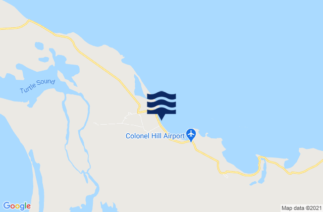 Mapa da tábua de marés em Colonel Hill, Bahamas
