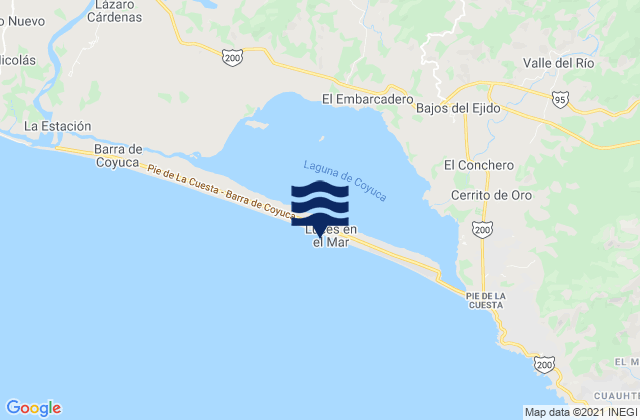 Mapa da tábua de marés em Colonia Luces en el Mar, Mexico