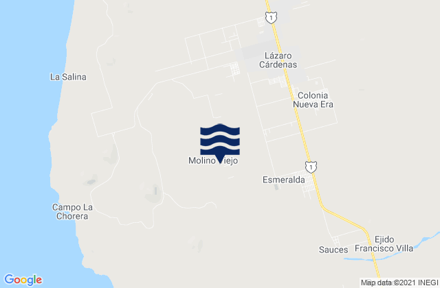 Mapa da tábua de marés em Colonia Nueva Era, Mexico