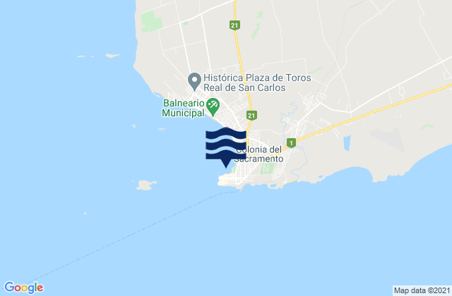 Mapa da tábua de marés em Colonia Rio de la Plata, Argentina