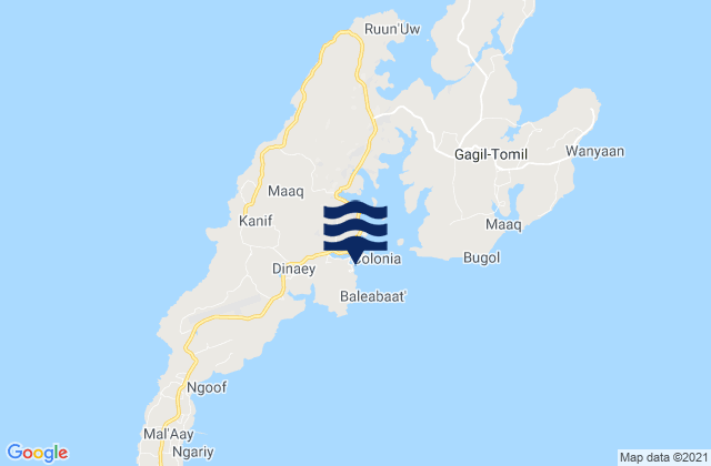 Mapa da tábua de marés em Colonia, Micronesia