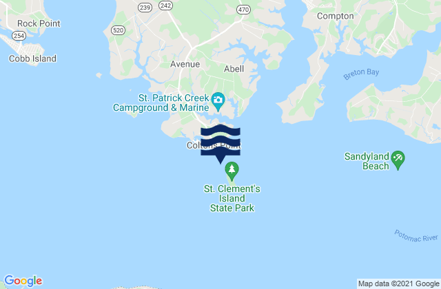 Mapa da tábua de marés em Colton's Point, United States