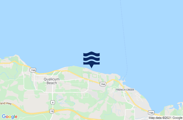 Mapa da tábua de marés em Columbia Beach, Canada