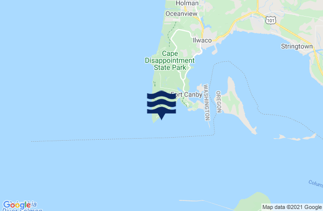 Mapa da tábua de marés em Columbia River Entrance (N. Jetty), United States