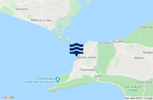 Mapa da tábua de marés em Colwell Bay Beach, United Kingdom