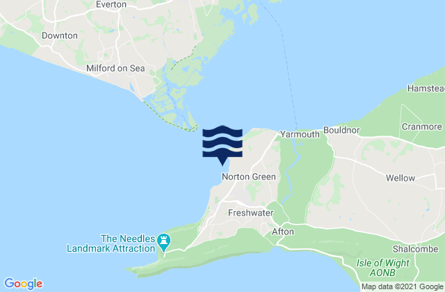 Mapa da tábua de marés em Colwell Bay, United Kingdom