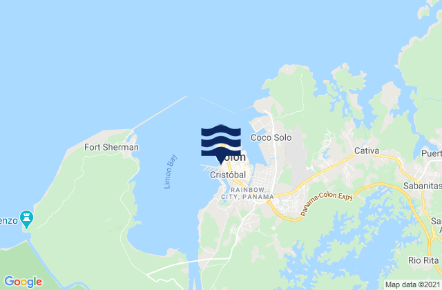 Mapa da tábua de marés em Colón, Panama
