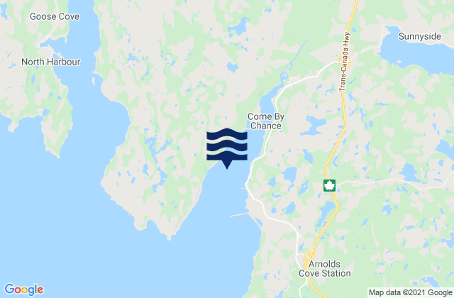 Mapa da tábua de marés em Come By Chance, Canada