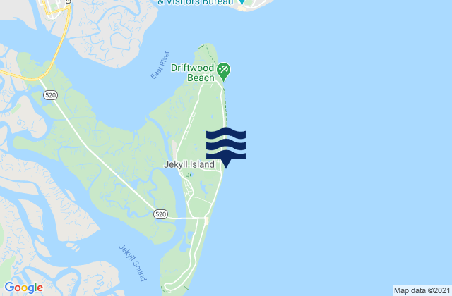 Mapa da tábua de marés em Comfort Inn/Jekyll Island, United States