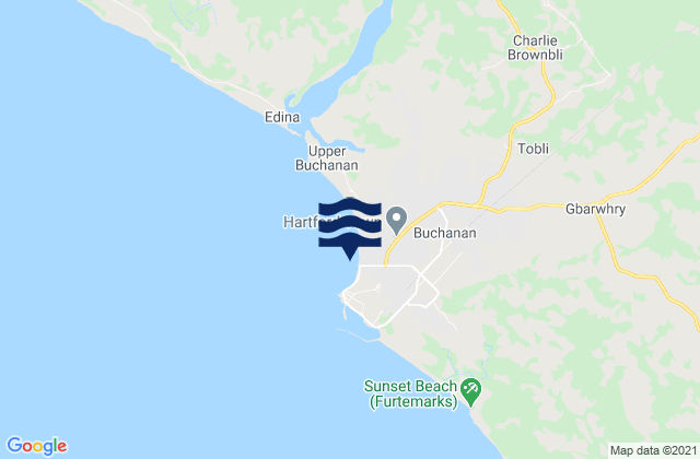 Mapa da tábua de marés em Commonwealth District, Liberia