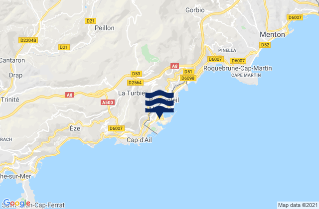 Mapa da tábua de marés em Commune de Monaco, Monaco