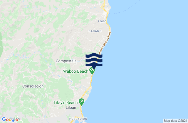 Mapa da tábua de marés em Compostela, Philippines