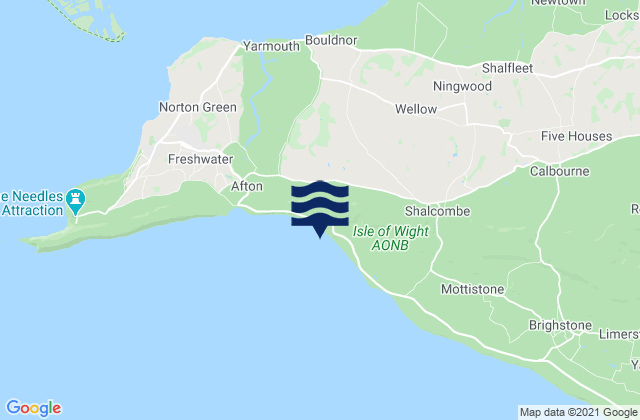 Mapa da tábua de marés em Compton Bay Beach, United Kingdom