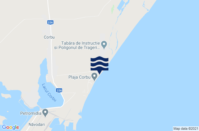 Mapa da tábua de marés em Comuna Corbu, Romania
