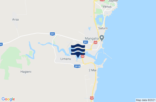 Mapa da tábua de marés em Comuna Limanu, Romania