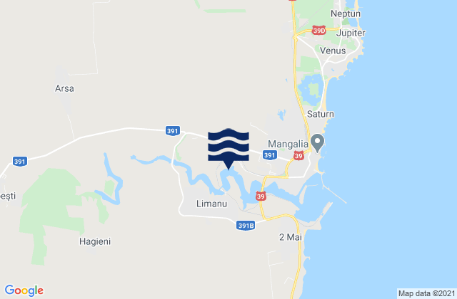 Mapa da tábua de marés em Comuna Pecineaga, Romania