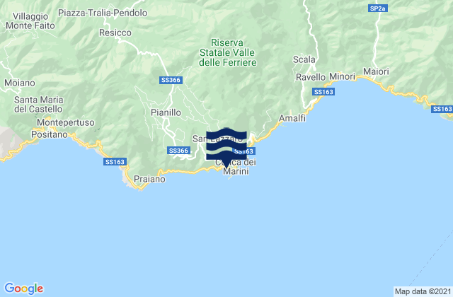 Mapa da tábua de marés em Conca dei Marini, Italy