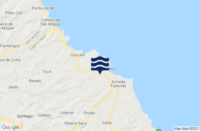Mapa da tábua de marés em Concelho de Santa Cruz, Cabo Verde