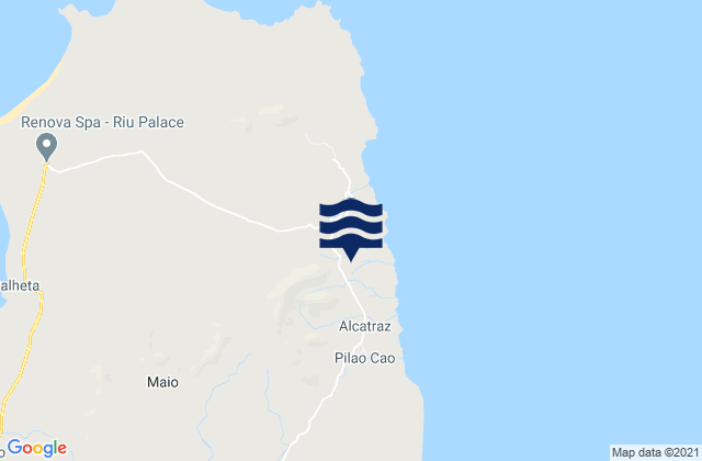 Mapa da tábua de marés em Concelho do Maio, Cabo Verde