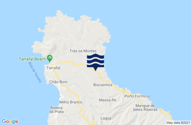 Mapa da tábua de marés em Concelho do Tarrafal, Cabo Verde
