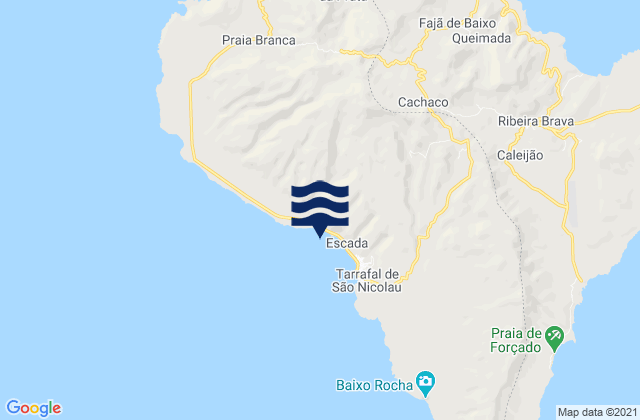 Mapa da tábua de marés em Concelho do Tarrafal de São Nicolau, Cabo Verde
