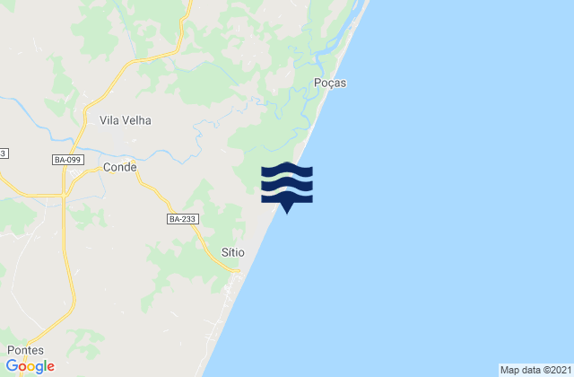 Mapa da tábua de marés em Conde, Brazil